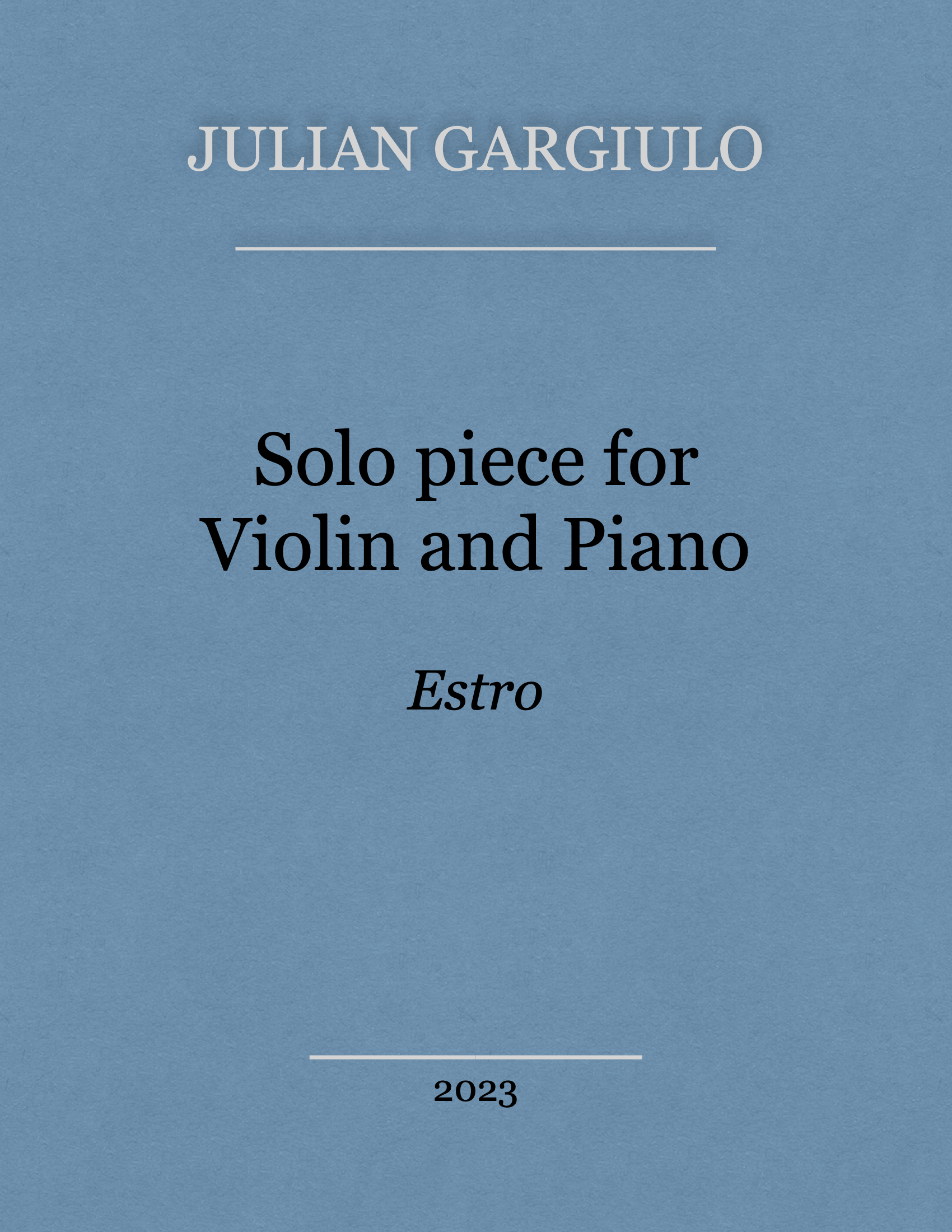 Solo piece for Violin and Piano - Estro